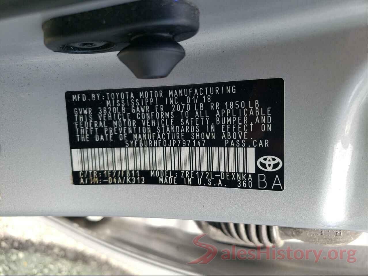 5YFBURHE0JP797147 2018 TOYOTA COROLLA