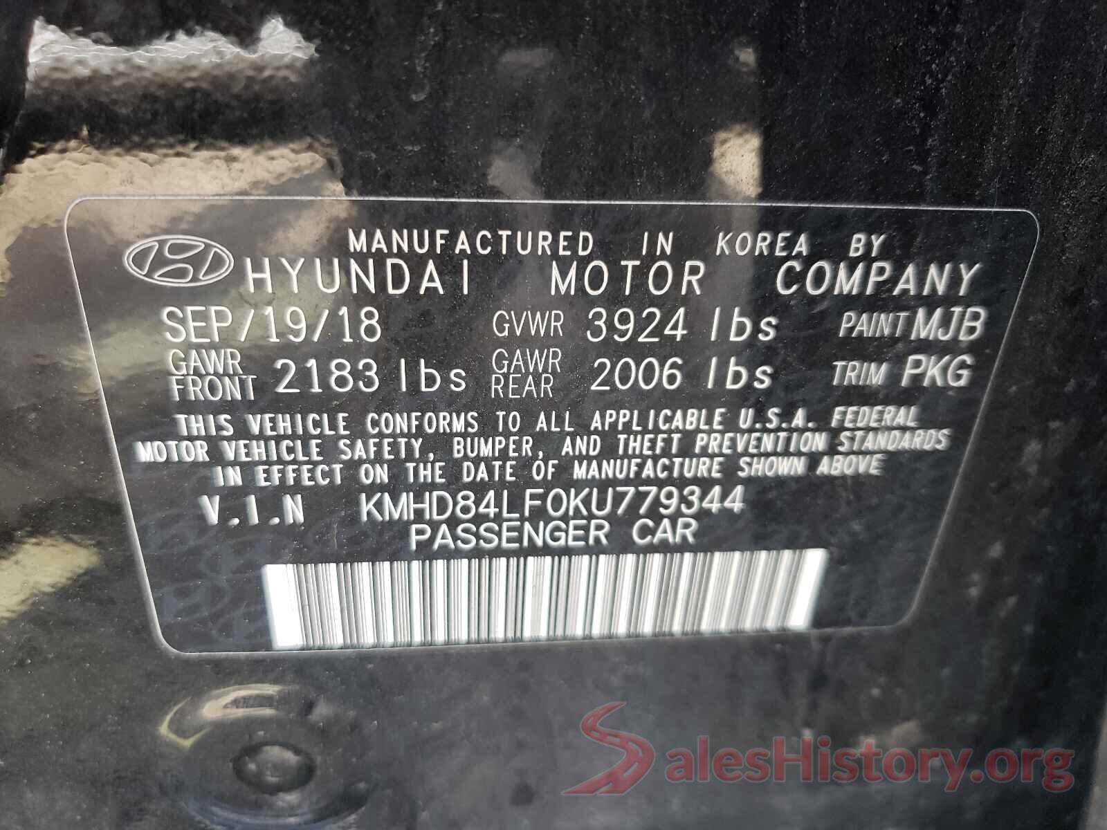 KMHD84LF0KU779344 2019 HYUNDAI ELANTRA