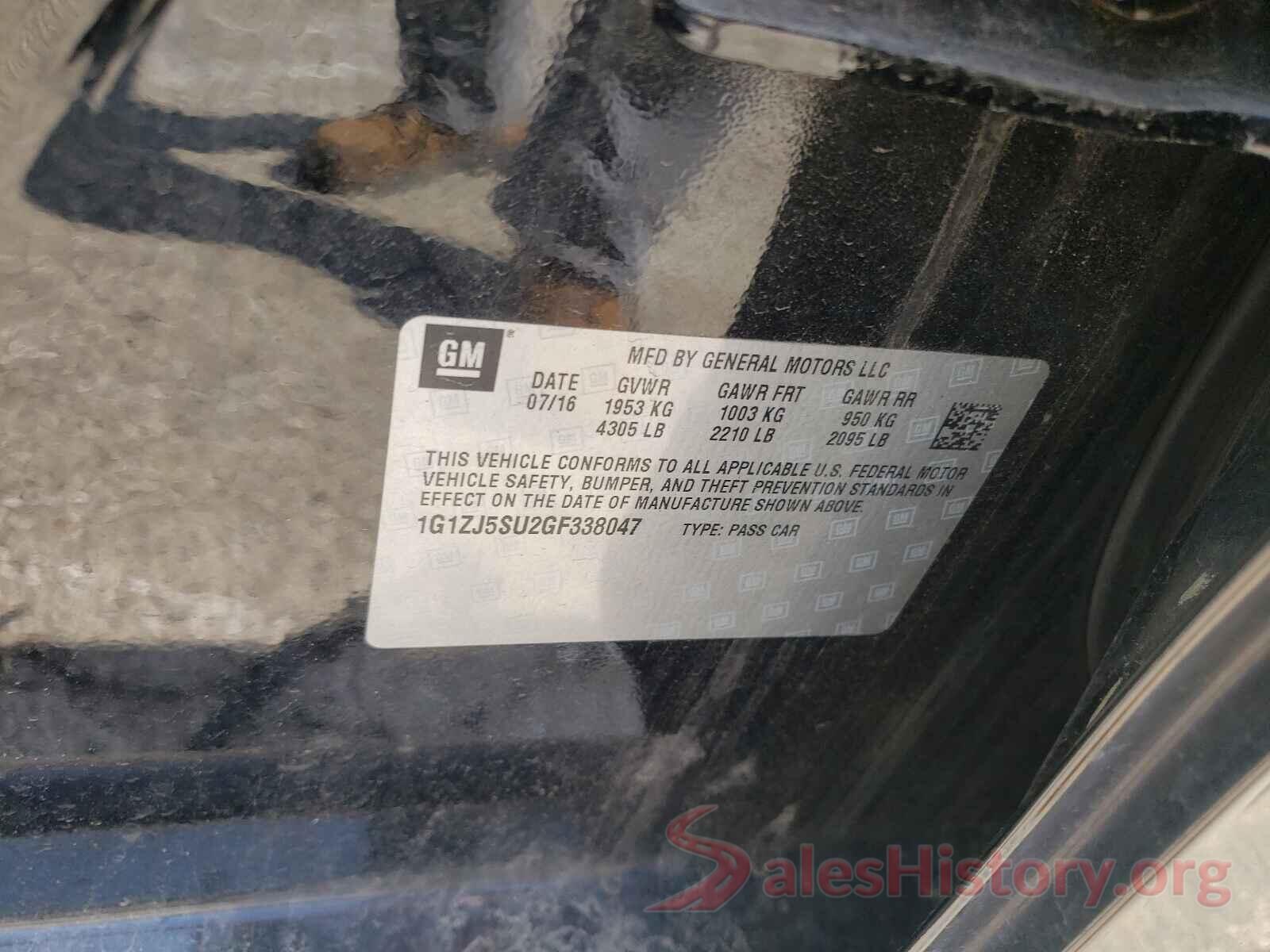 1G1ZJ5SU2GF338047 2016 CHEVROLET MALIBU