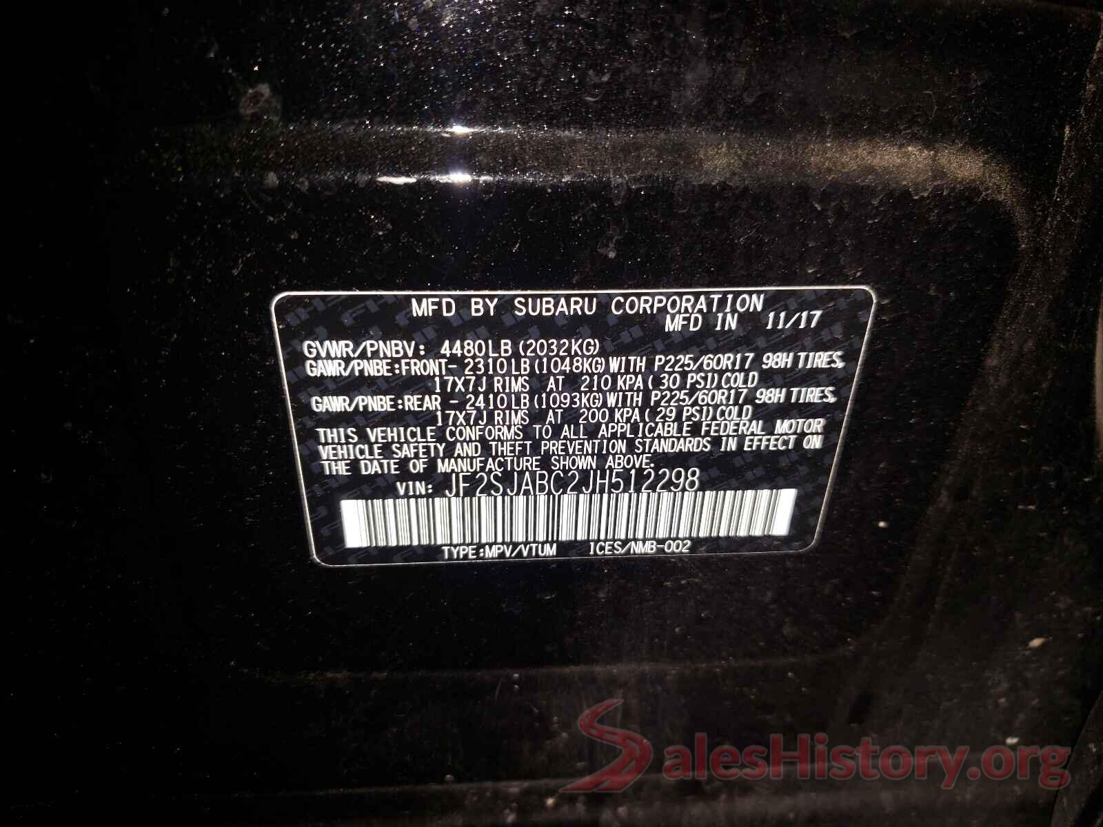 JF2SJABC2JH512298 2018 SUBARU FORESTER