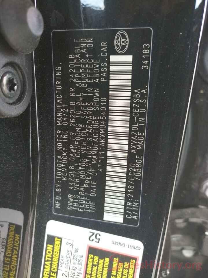 4T1T11AKXMU454010 2021 TOYOTA CAMRY