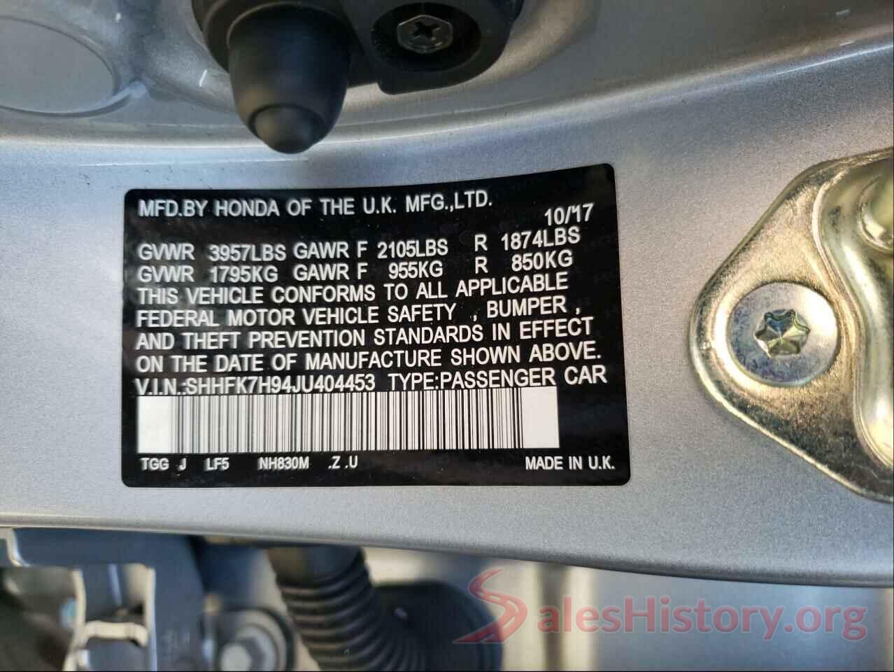 SHHFK7H94JU404453 2018 HONDA CIVIC