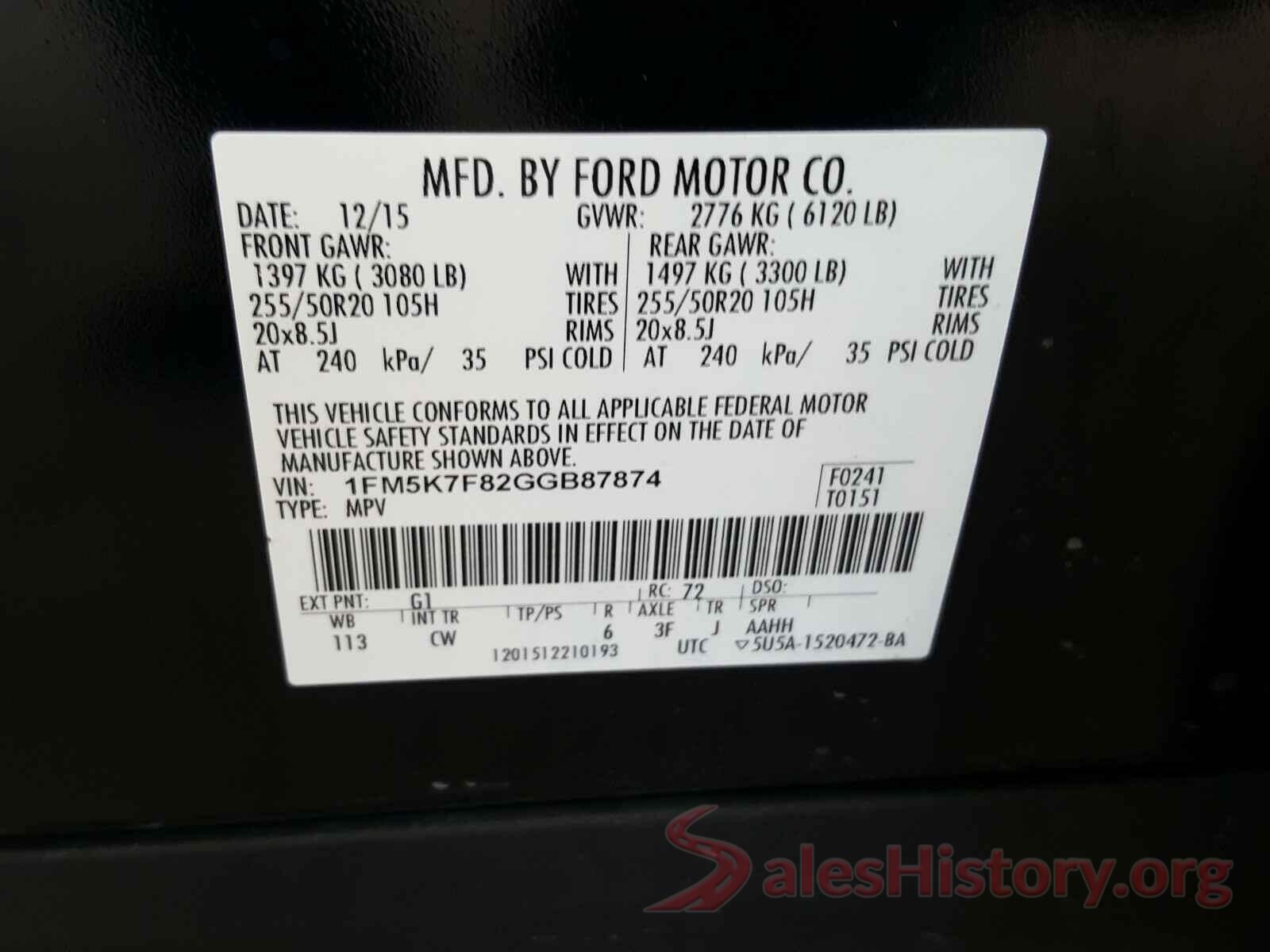 1FM5K7F82GGB87874 2016 FORD EXPLORER