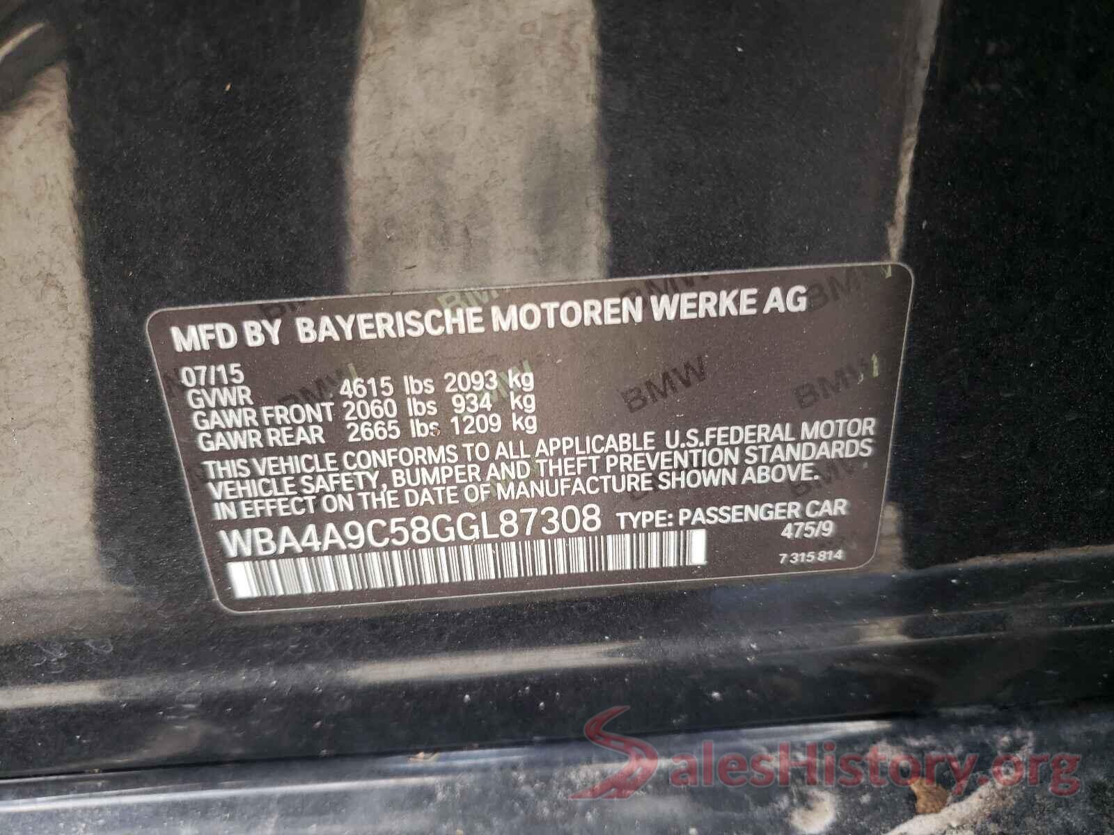 WBA4A9C58GGL87308 2016 BMW 4 SERIES