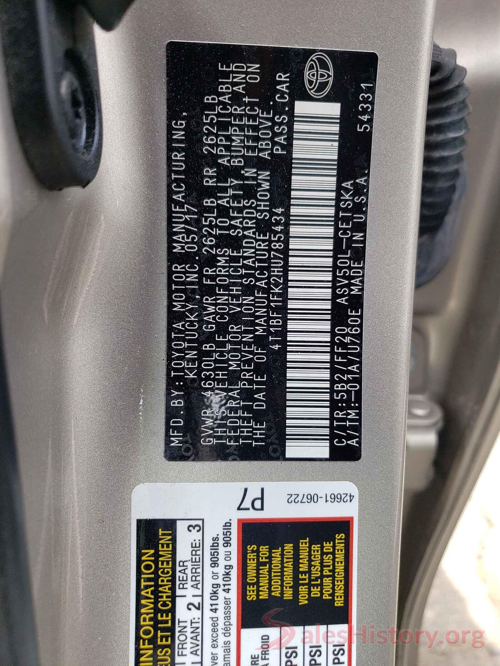 4T1BF1FK2HU785434 2017 TOYOTA CAMRY