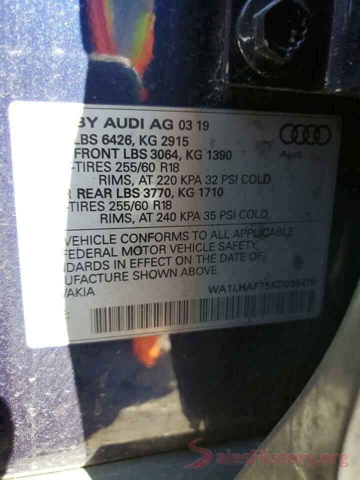 WA1LHAF75KD036479 2019 AUDI Q7