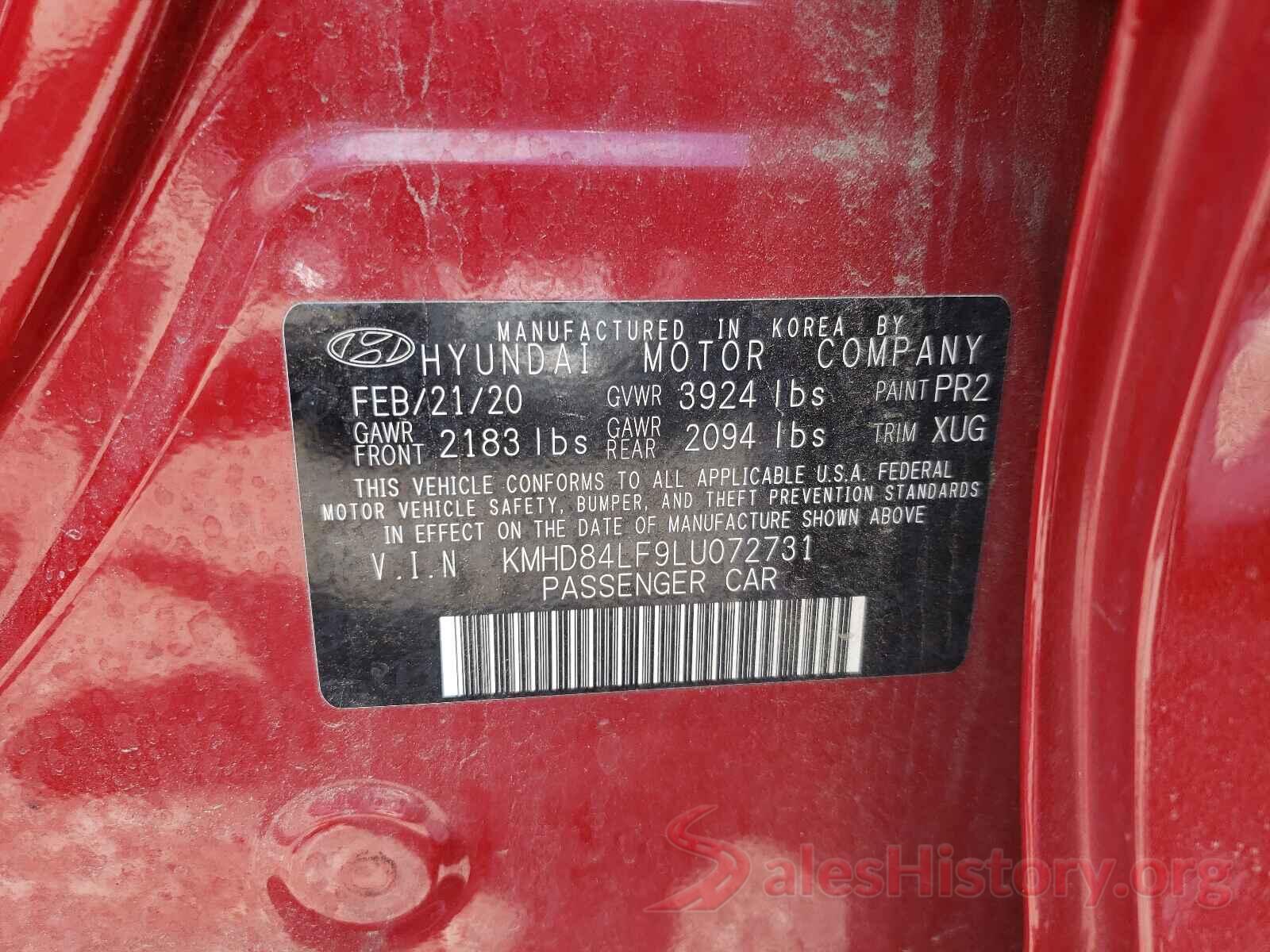 KMHD84LF9LU072731 2020 HYUNDAI ELANTRA