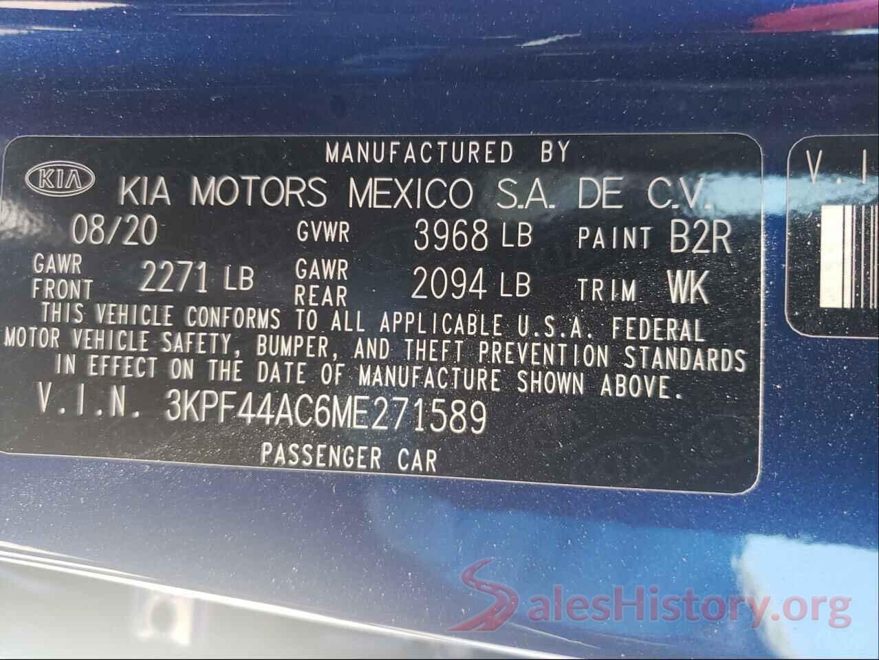 3KPF44AC6ME271589 2021 KIA FORTE