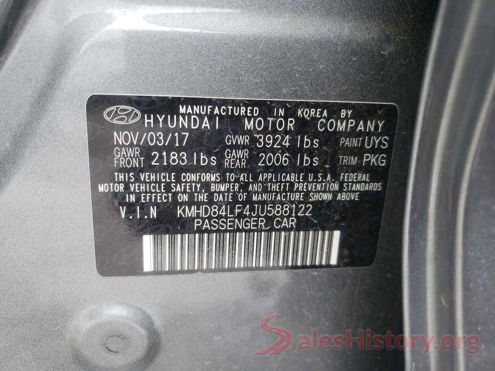 KMHD84LF4JU588122 2018 HYUNDAI ELANTRA