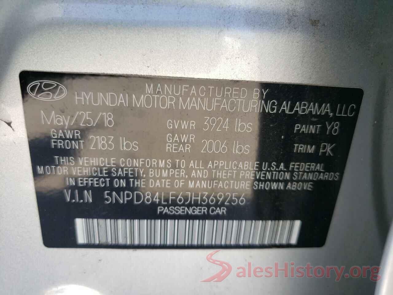 5NPD84LF6JH369256 2018 HYUNDAI ELANTRA