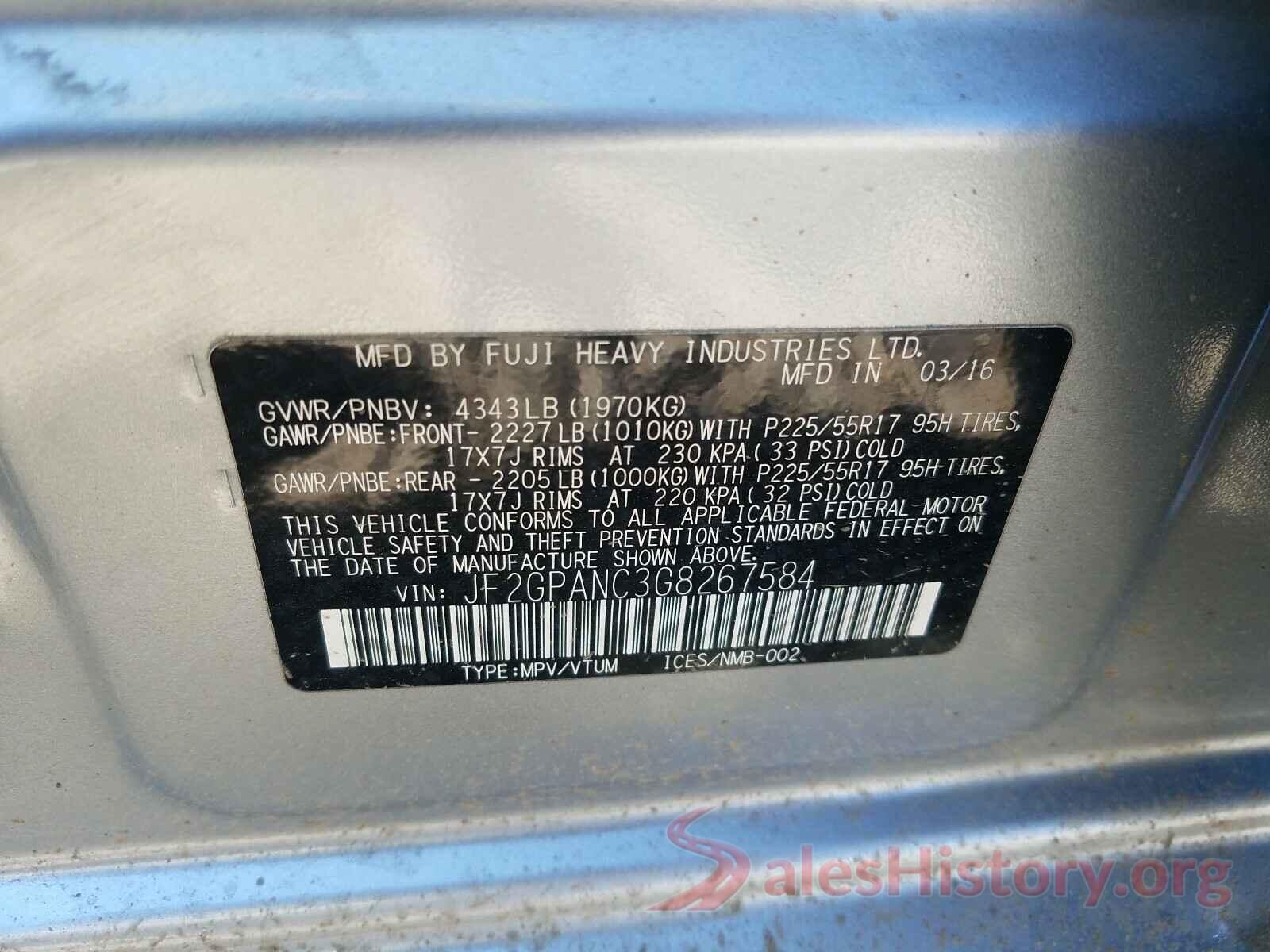 JF2GPANC3G8267584 2016 SUBARU CROSSTREK