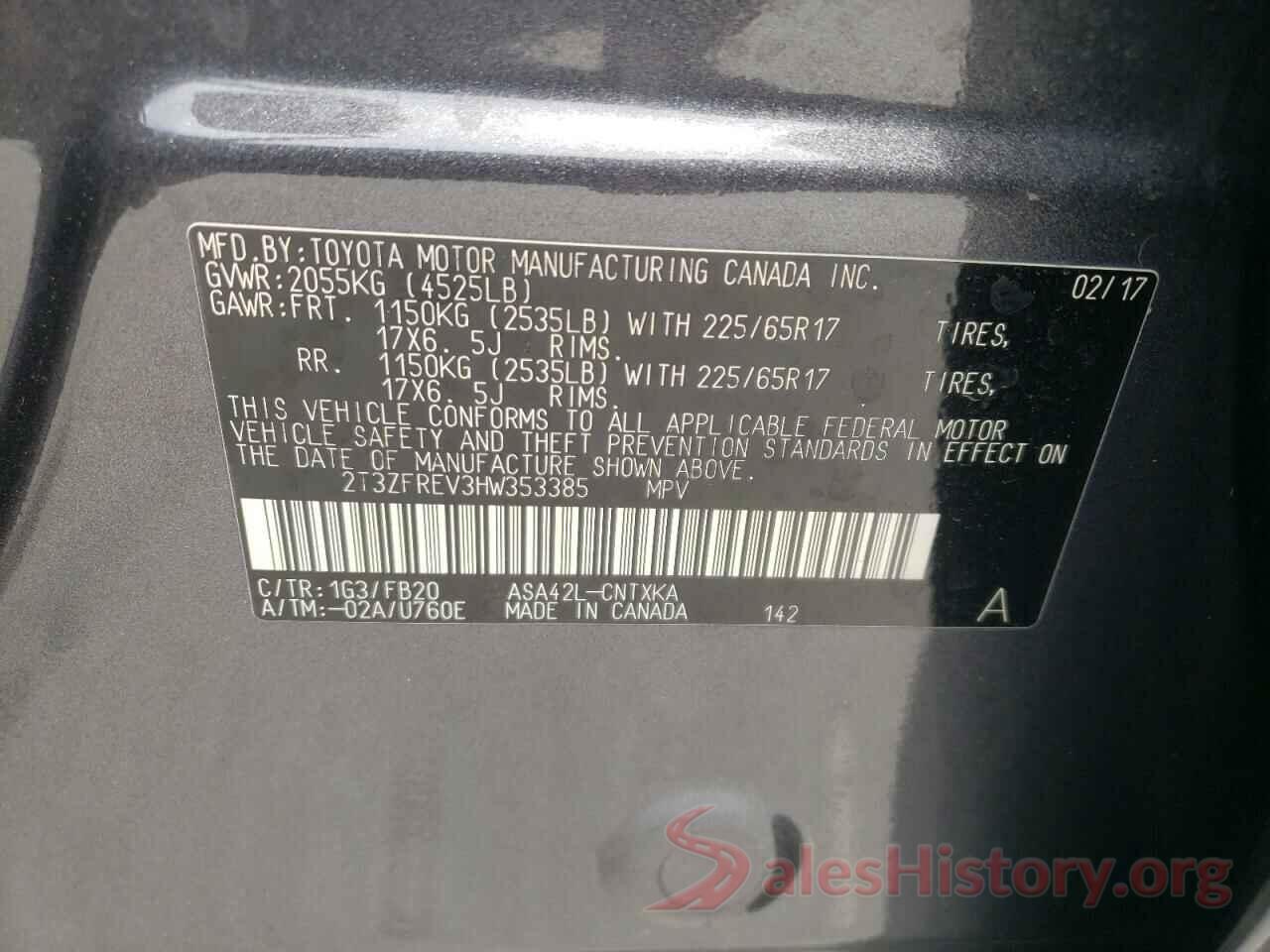 2T3ZFREV3HW353385 2017 TOYOTA RAV4