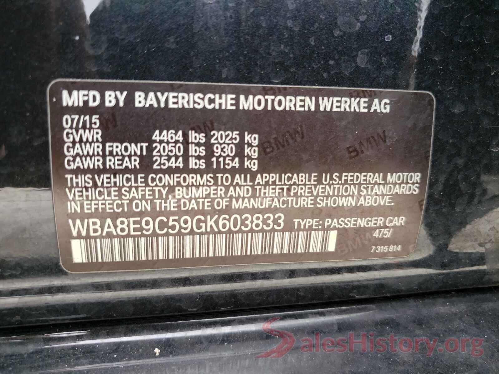 WBA8E9C59GK603833 2016 BMW 3 SERIES