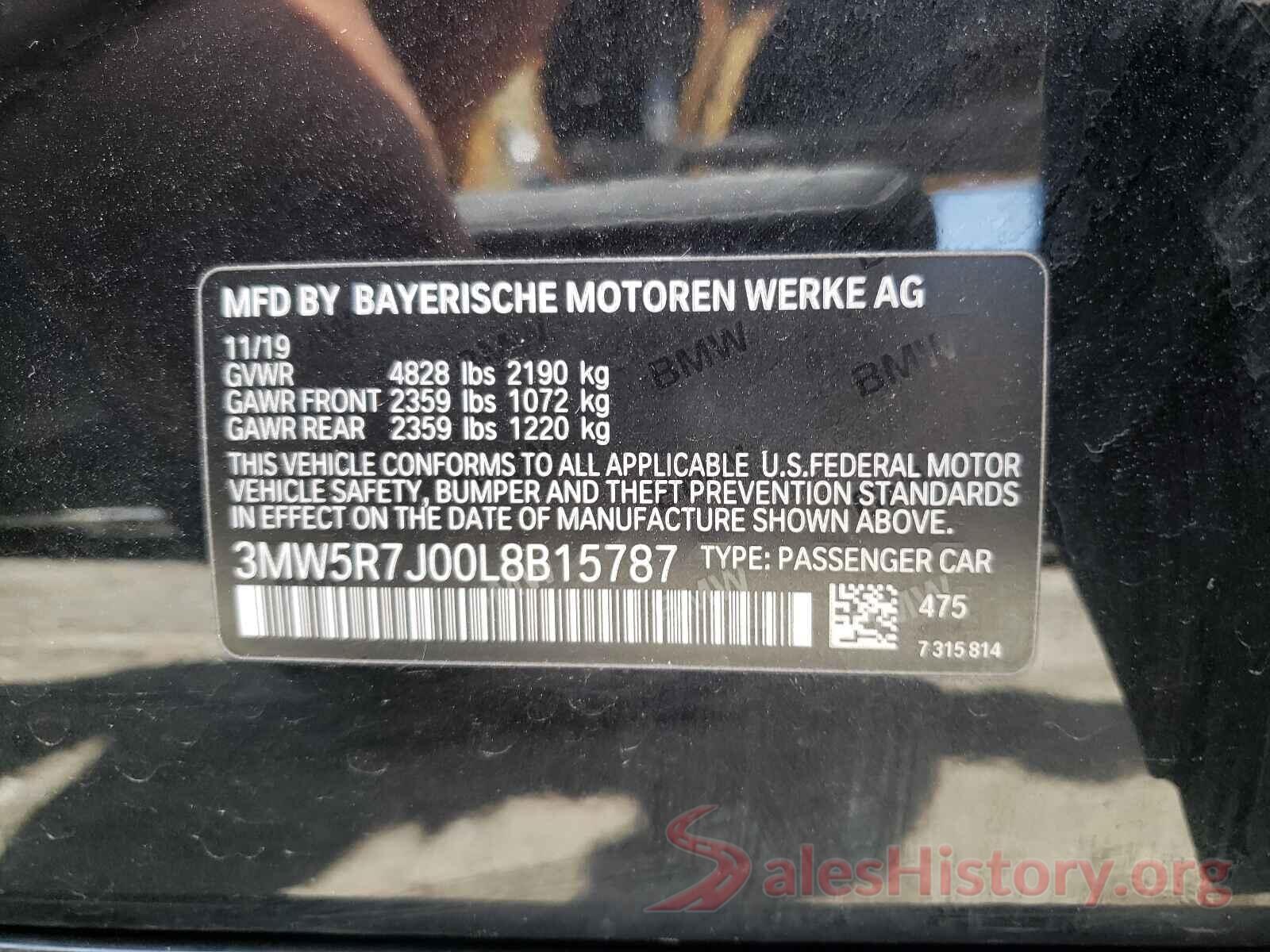 3MW5R7J00L8B15787 2020 BMW 3 SERIES