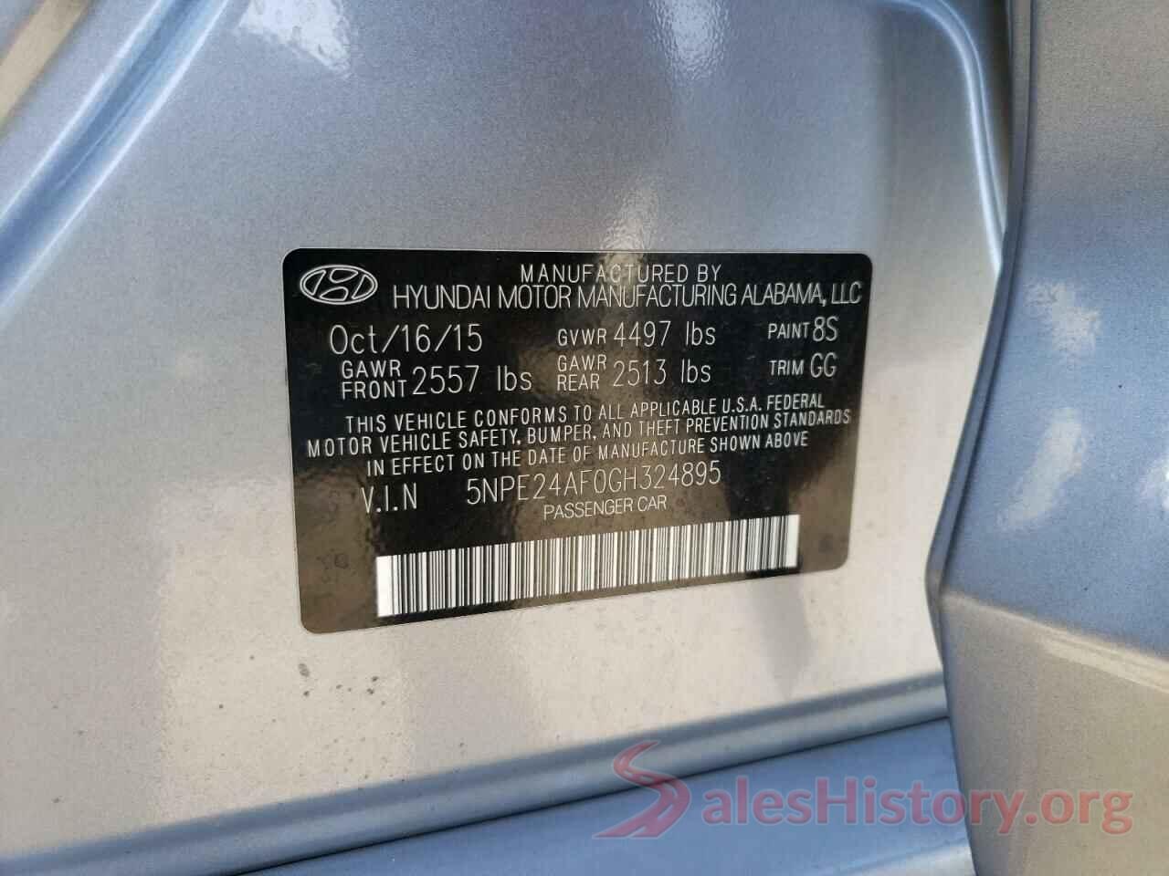 5NPE24AF0GH324895 2016 HYUNDAI SONATA