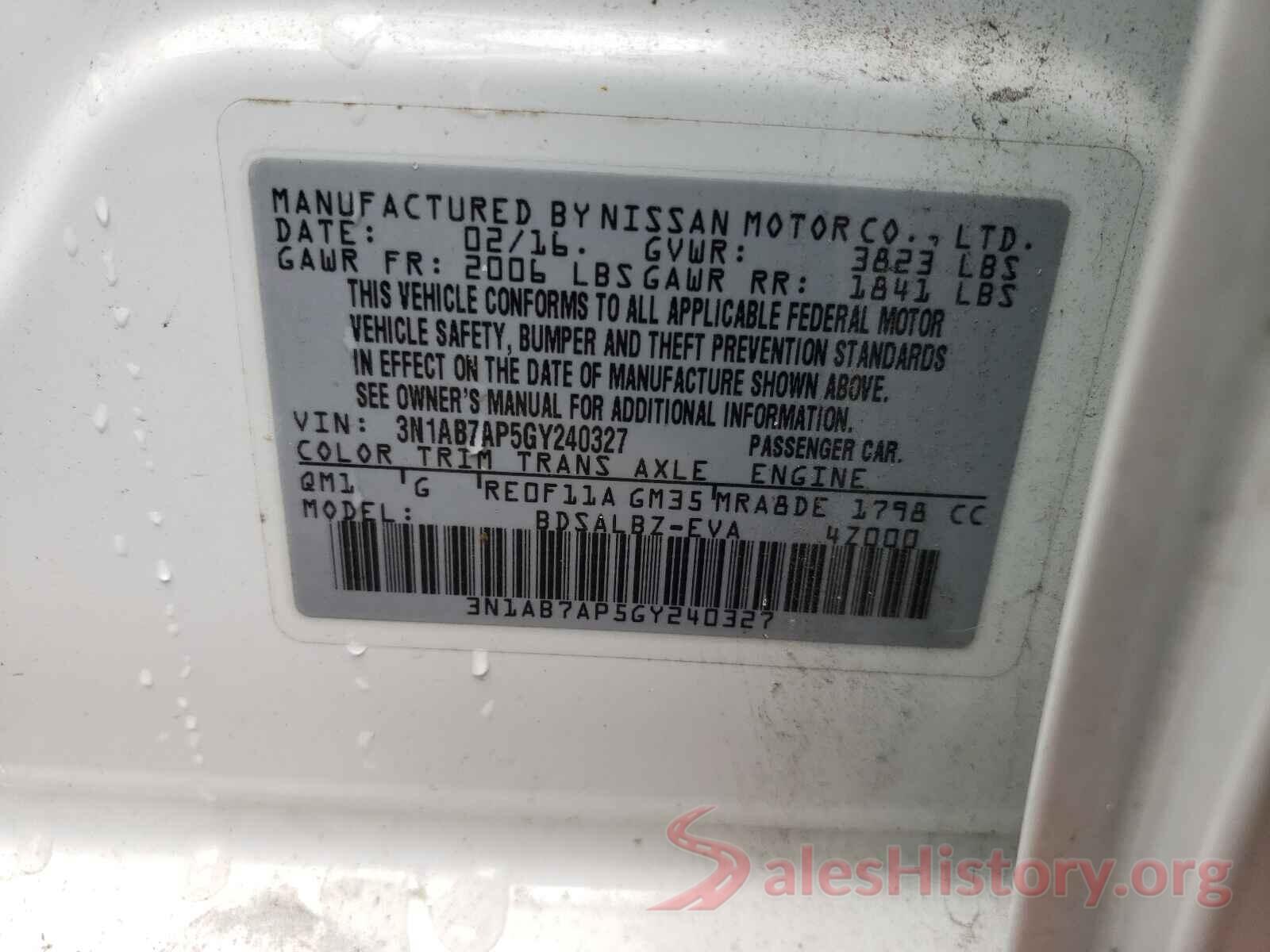 3N1AB7AP5GY240327 2016 NISSAN SENTRA