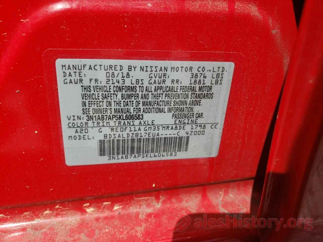 3N1AB7AP5KL606583 2019 NISSAN SENTRA