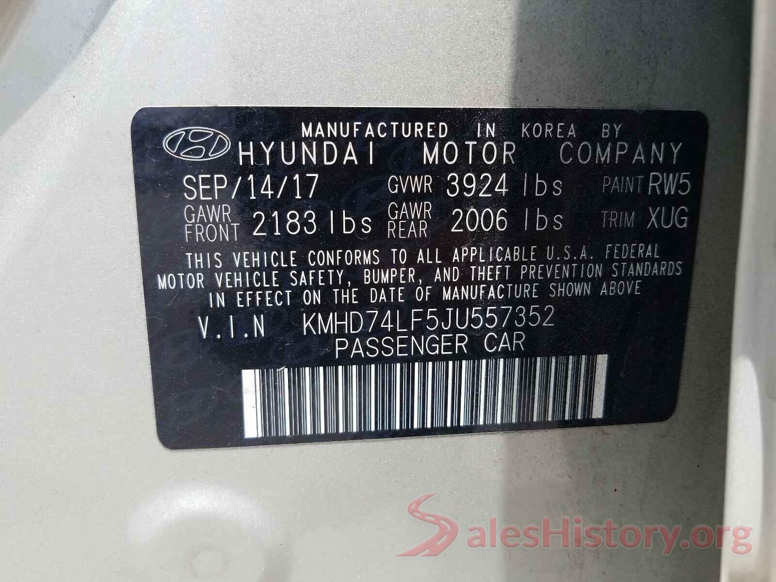 KMHD74LF5JU557352 2018 HYUNDAI ELANTRA