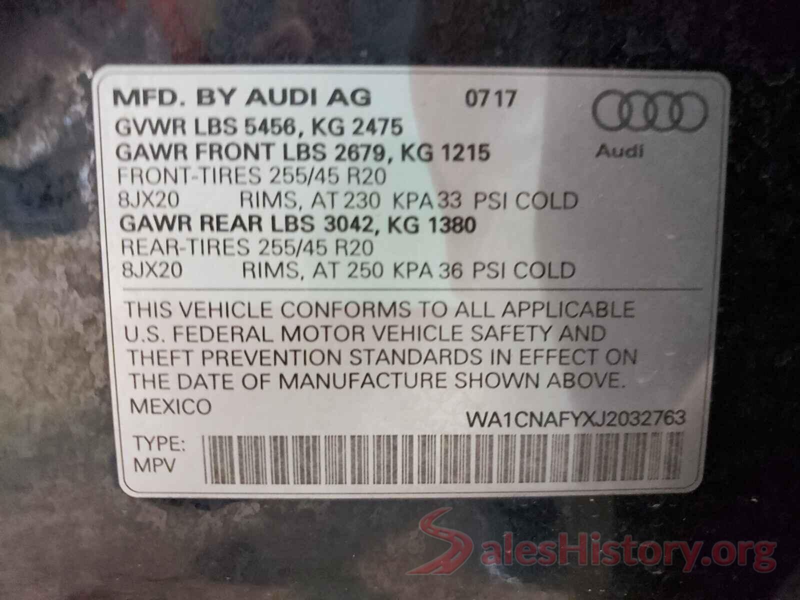 WA1CNAFYXJ2032763 2018 AUDI Q5