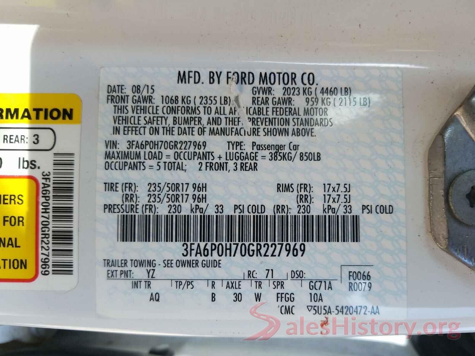 3FA6P0H70GR227969 2016 FORD FUSION