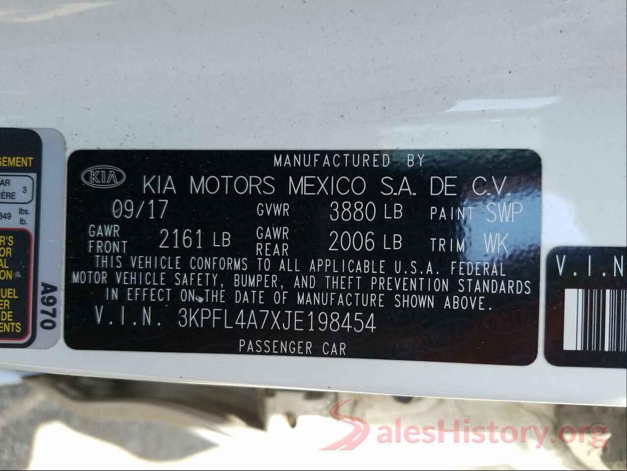 3KPFL4A7XJE198454 2018 KIA FORTE