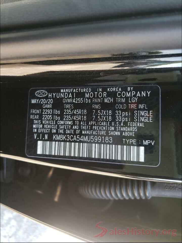 KM8K3CA54MU599183 2021 HYUNDAI KONA