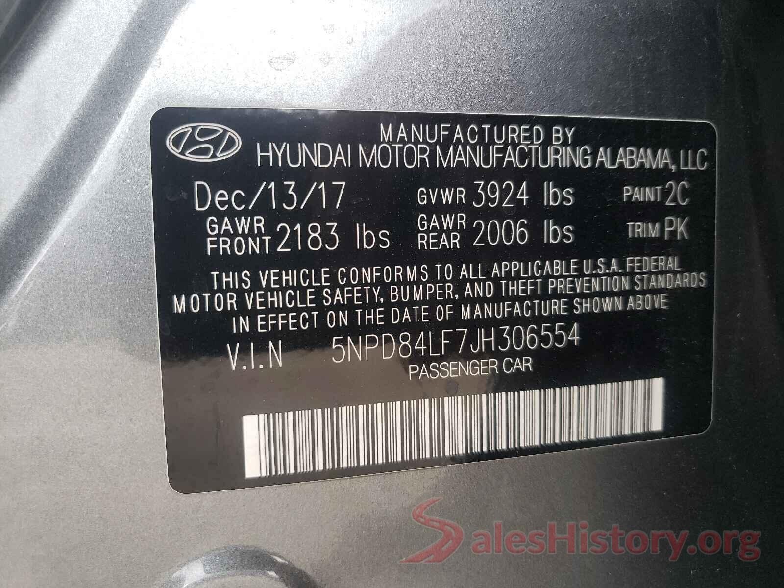 5NPD84LF7JH306554 2018 HYUNDAI ELANTRA