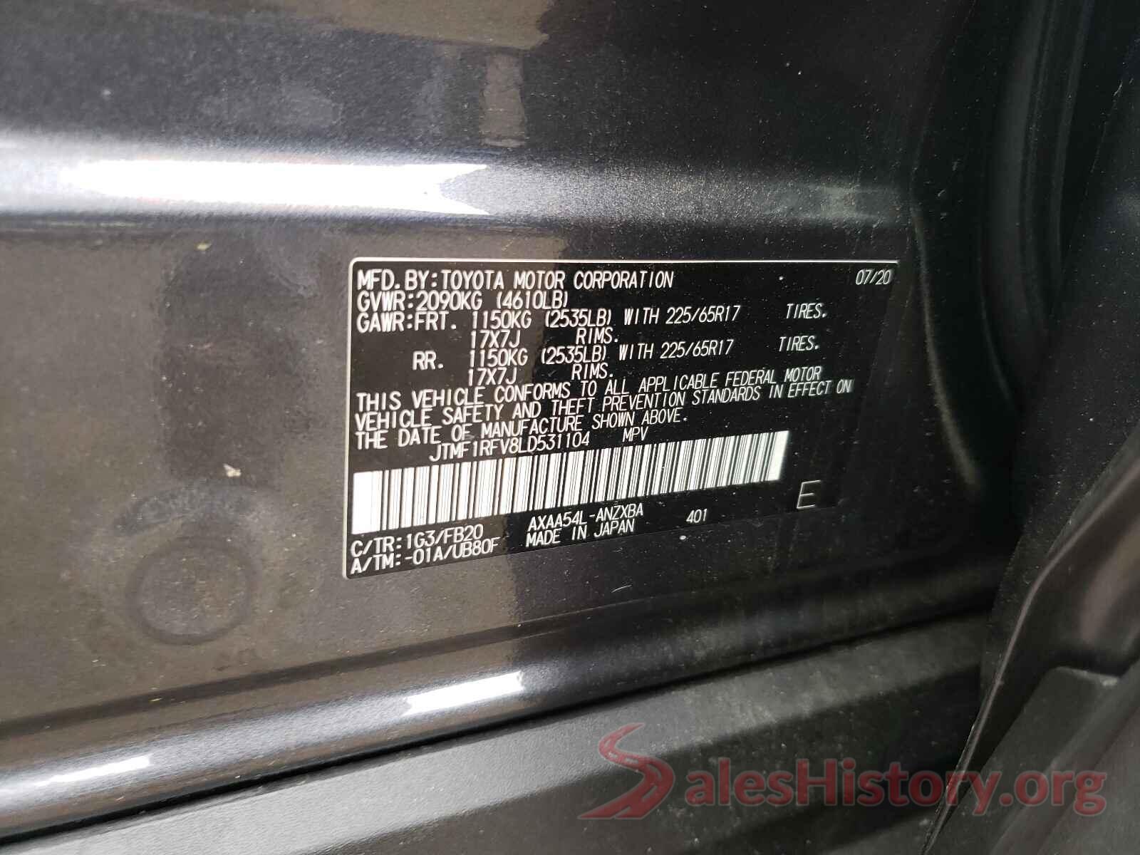 JTMF1RFV8LD531104 2020 TOYOTA RAV4