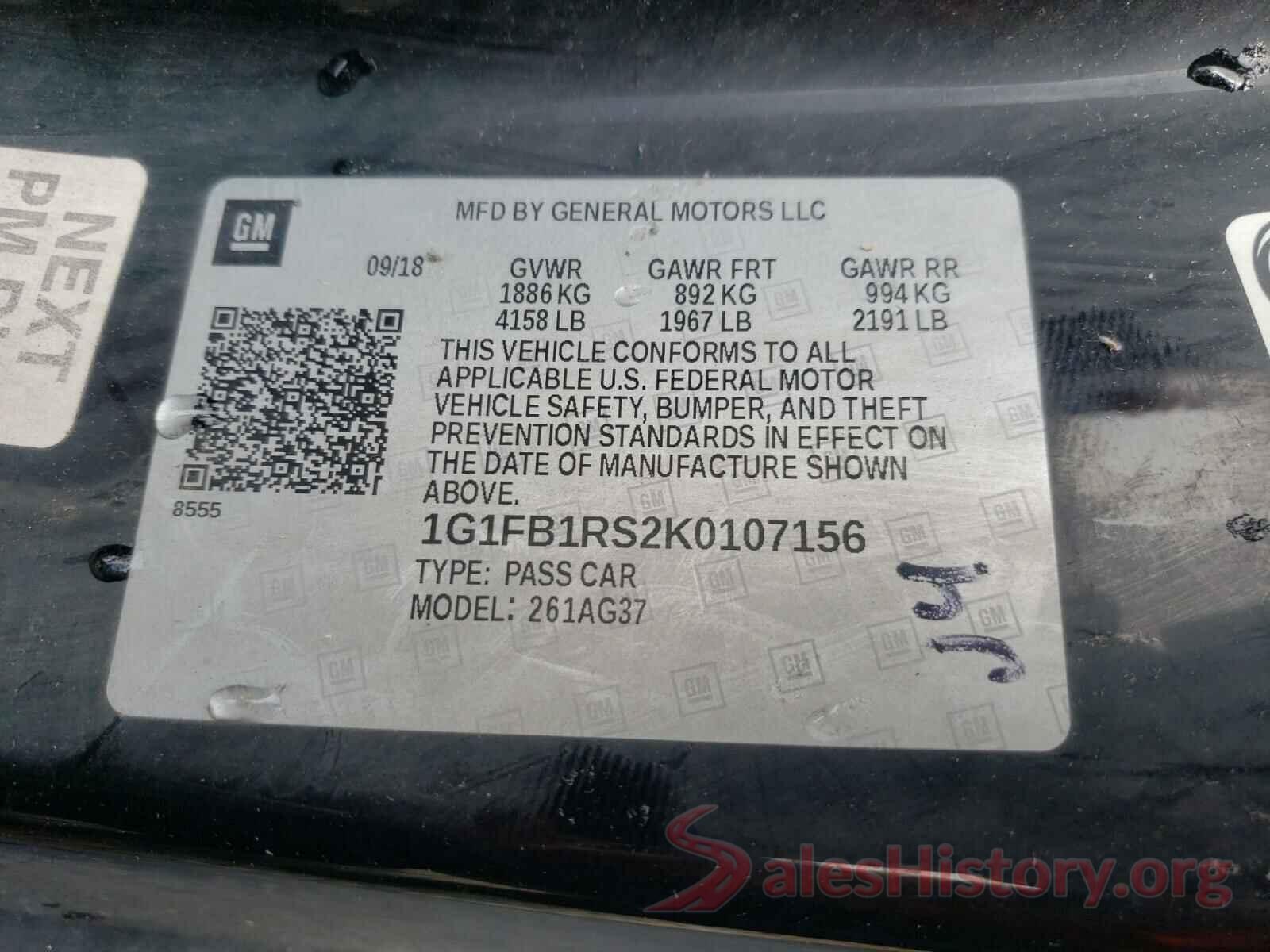 1G1FB1RS2K0107156 2019 CHEVROLET CAMARO