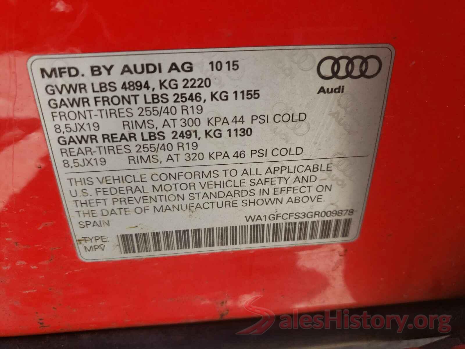 WA1GFCFS3GR009878 2016 AUDI Q3