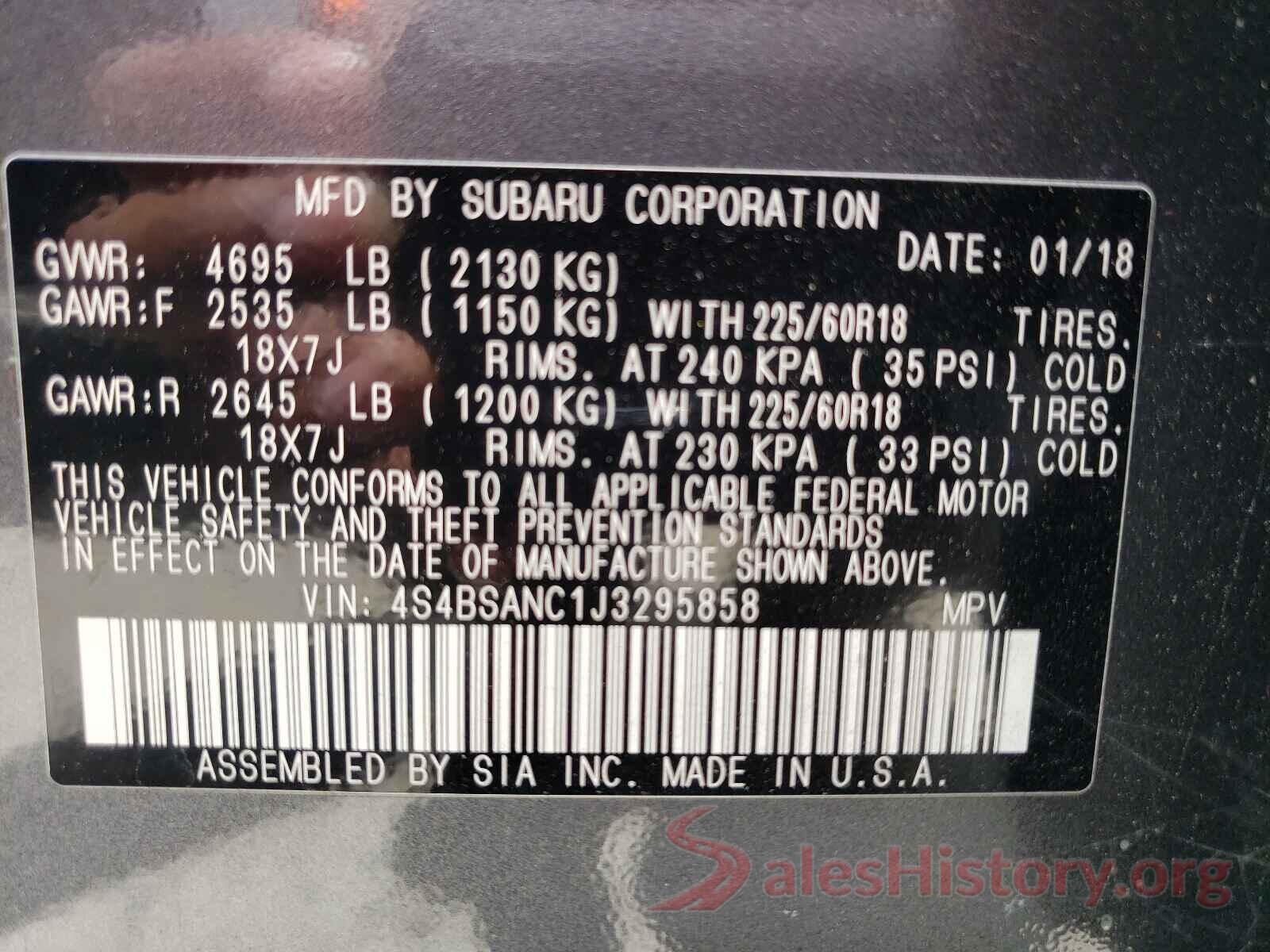 4S4BSANC1J3295858 2018 SUBARU OUTBACK