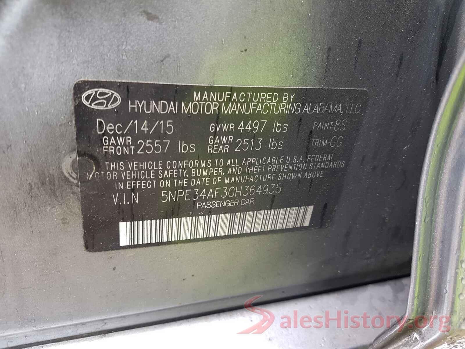 5NPE34AF3GH364935 2016 HYUNDAI SONATA