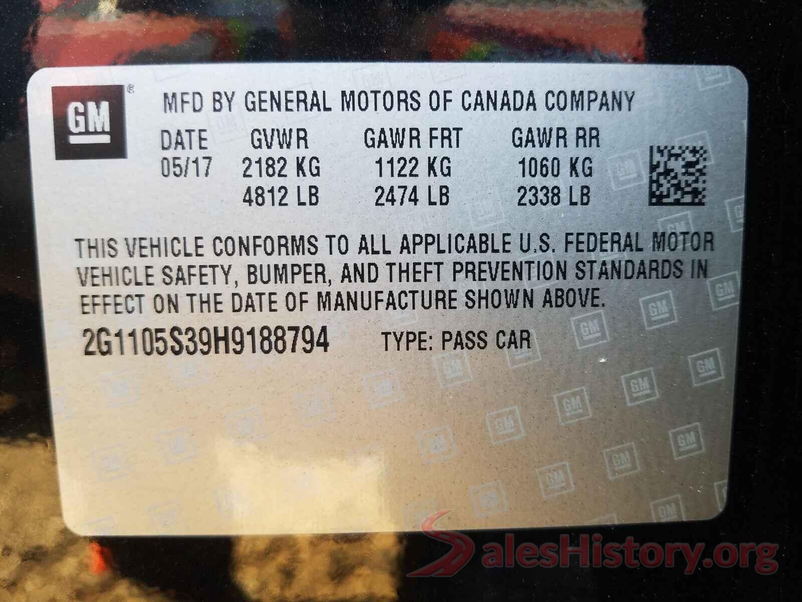 2G1105S39H9188794 2017 CHEVROLET IMPALA