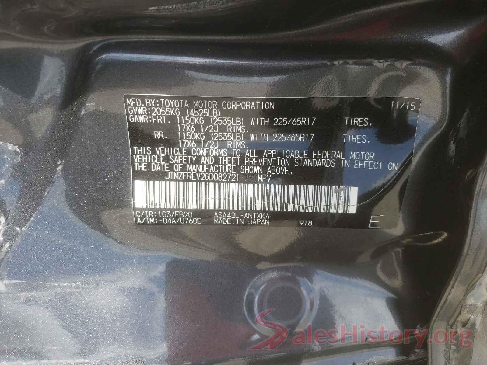 JTMZFREV2GD082721 2016 TOYOTA RAV4