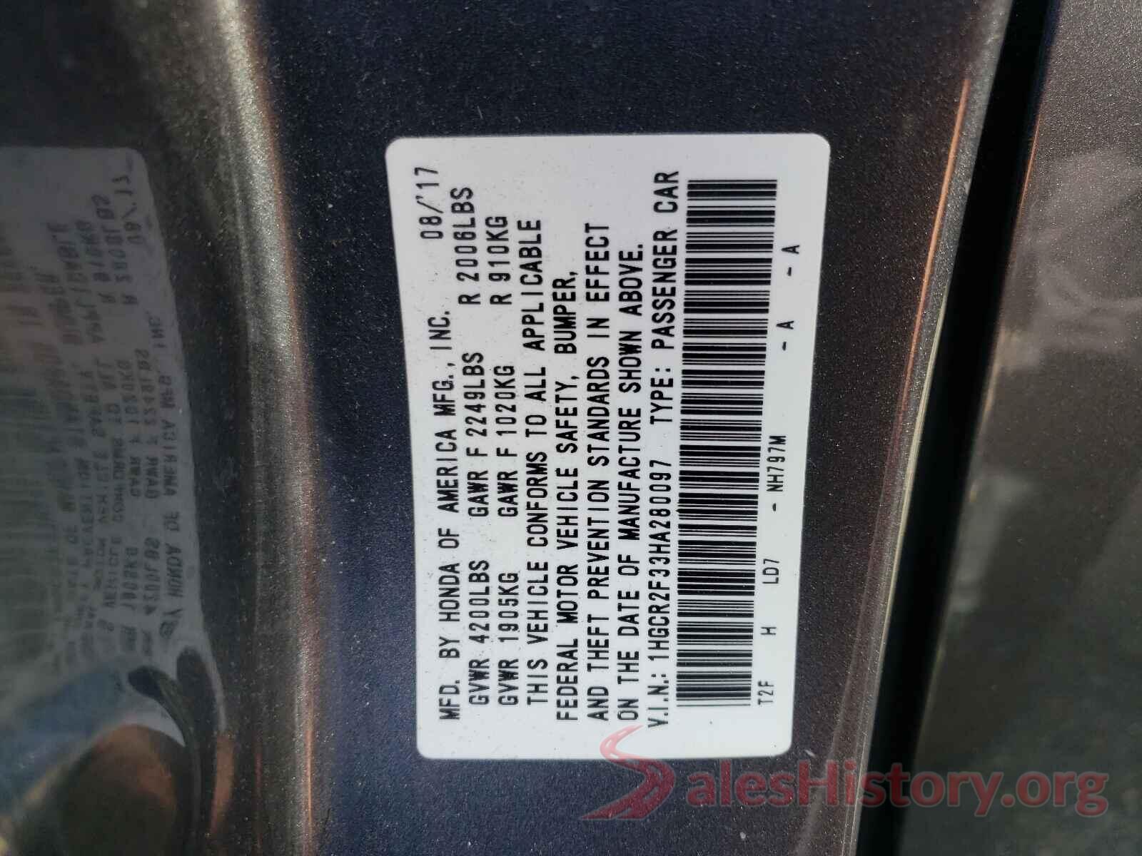 1HGCR2F33HA280097 2017 HONDA ACCORD