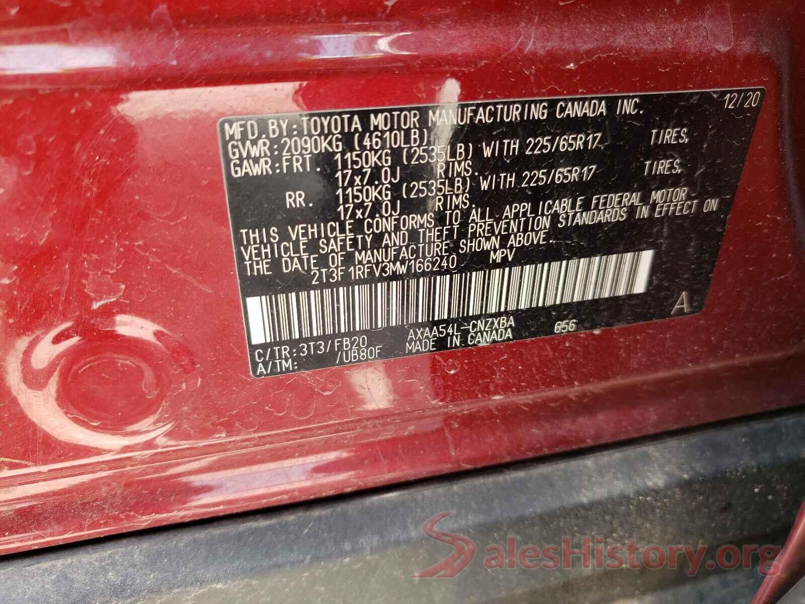 2T3F1RFV3MW166240 2021 TOYOTA RAV4