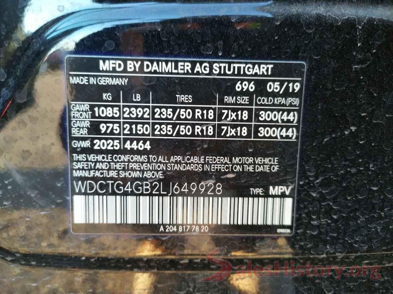 WDCTG4GB2LJ649928 2020 MERCEDES-BENZ GLA-CLASS