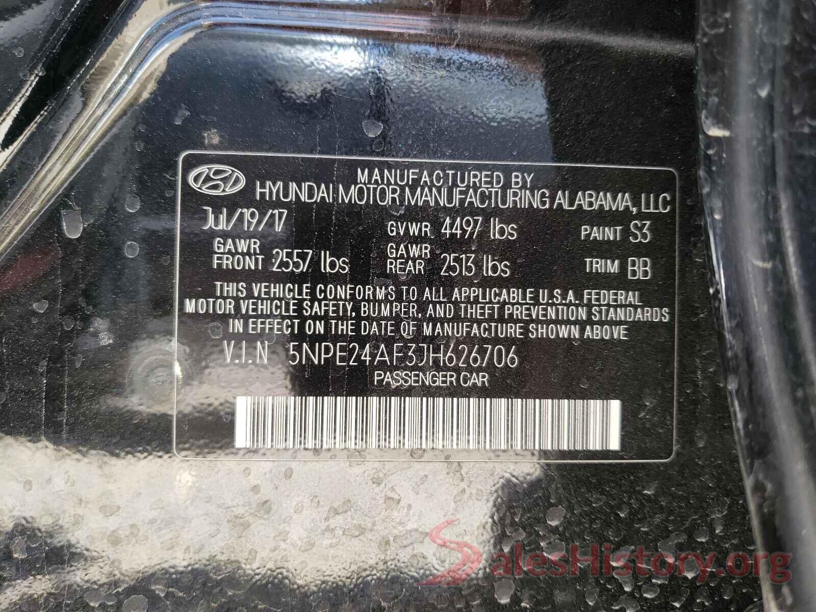 5NPE24AF3JH626706 2018 HYUNDAI SONATA