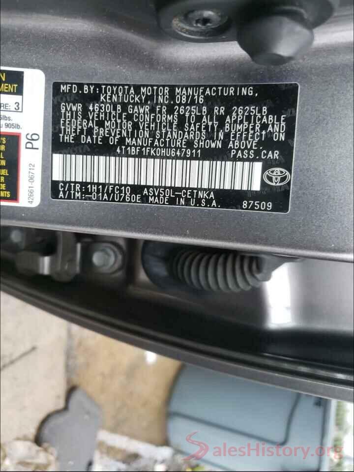 4T1BF1FK0HU647911 2017 TOYOTA CAMRY