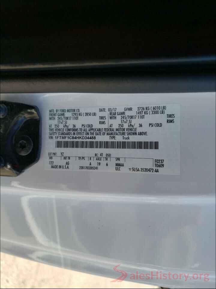 1FTMF1C84HKD34488 2017 FORD F150