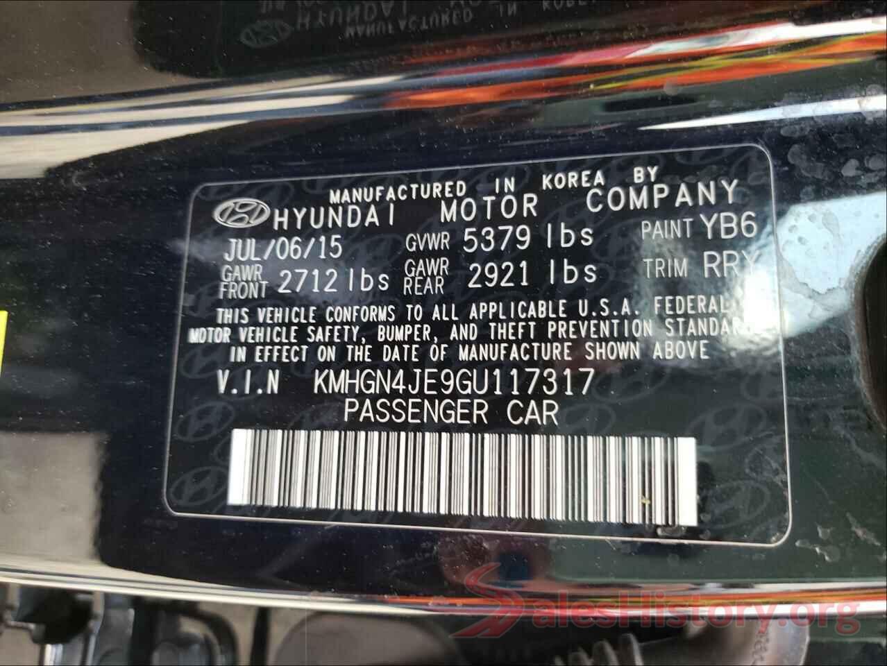 KMHGN4JE9GU117317 2016 HYUNDAI GENESIS