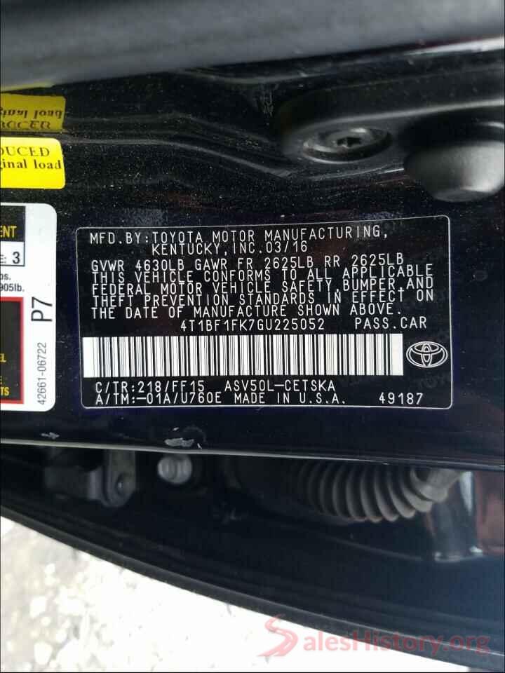 4T1BF1FK7GU225052 2016 TOYOTA CAMRY