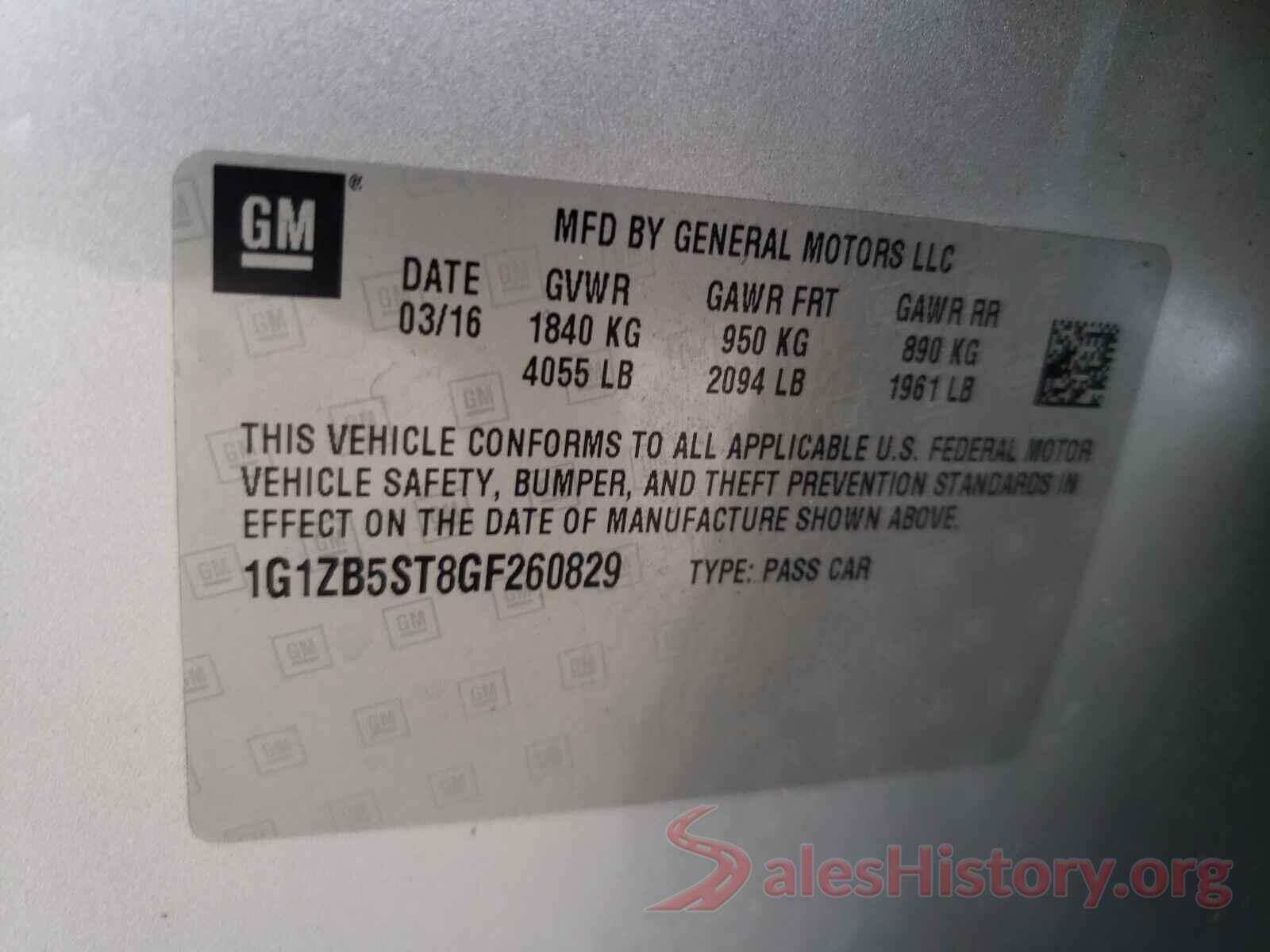 1G1ZB5ST8GF260829 2016 CHEVROLET MALIBU