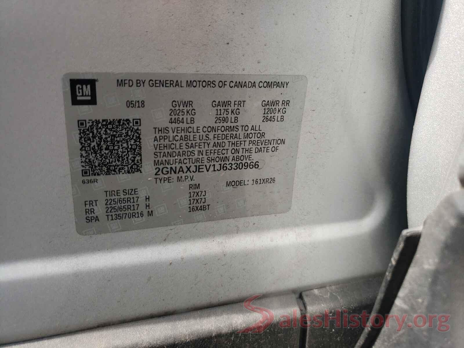 2GNAXJEV1J6330966 2018 CHEVROLET EQUINOX