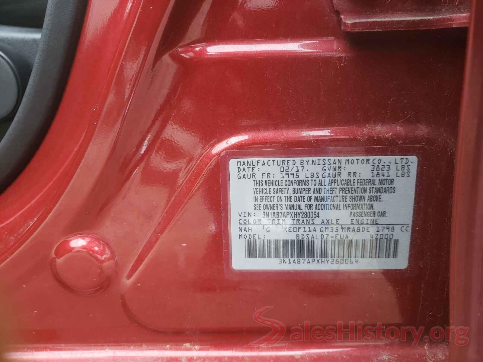 3N1AB7APXHY280064 2017 NISSAN SENTRA