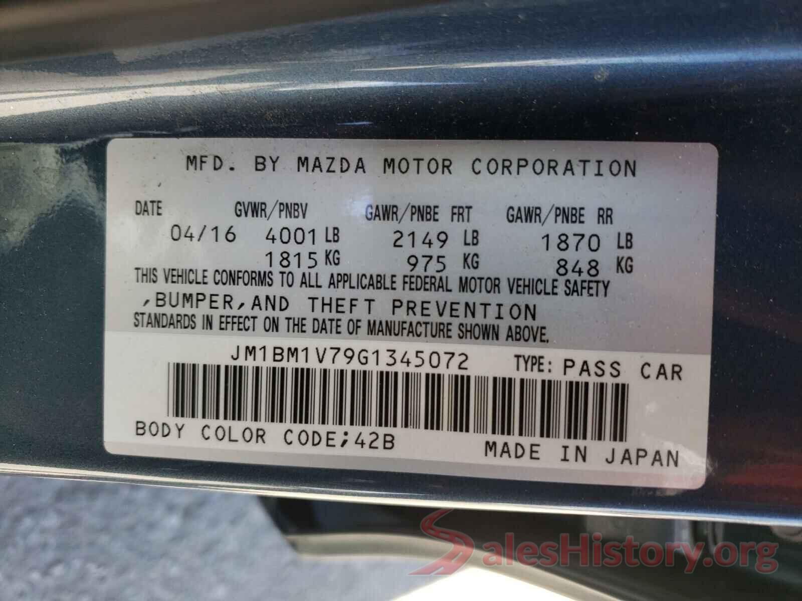 JM1BM1V79G1345072 2016 MAZDA 3