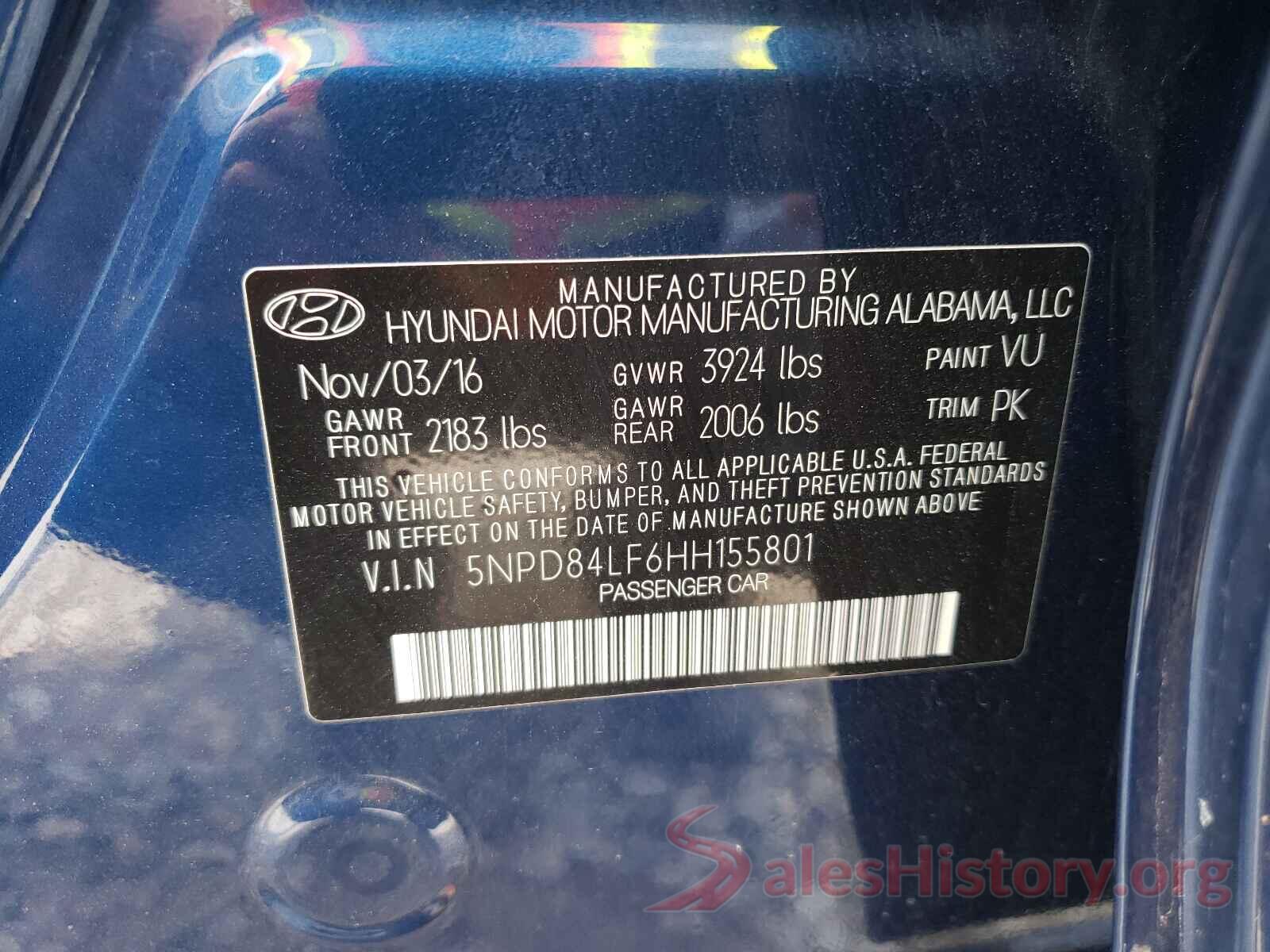 5NPD84LF6HH155801 2017 HYUNDAI ELANTRA