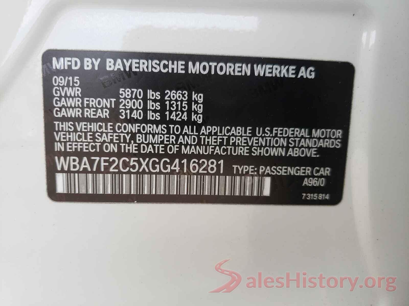 WBA7F2C5XGG416281 2016 BMW 7 SERIES