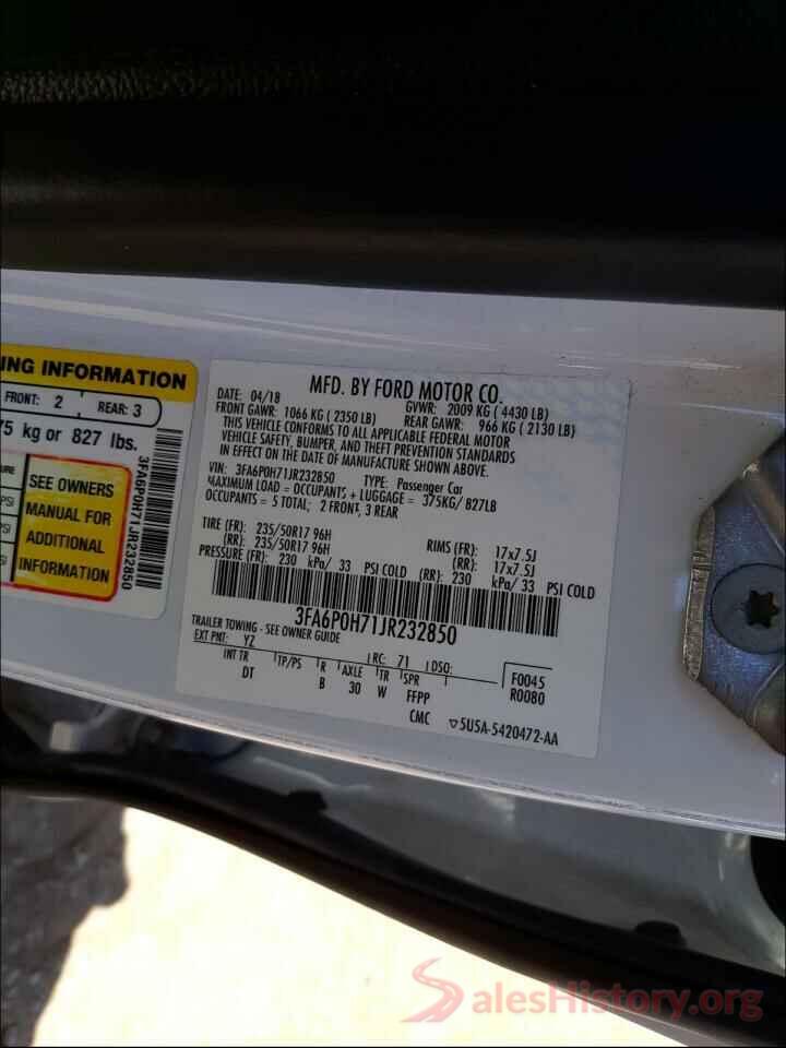 3FA6P0H71JR232850 2018 FORD FUSION