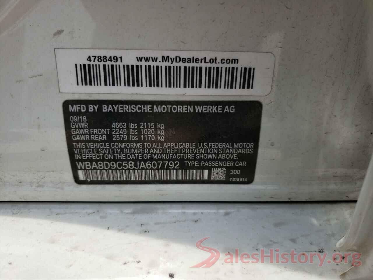 WBA8D9C58JA607792 2018 BMW 3 SERIES